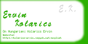 ervin kolarics business card